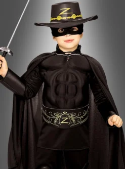 Kinder Deluxe Zorro Kostüm Mit Muskelshirt
