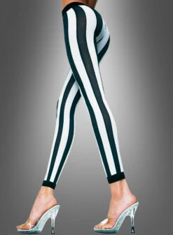 Vertikal Gestreifte Leggings Schwarz-weiß