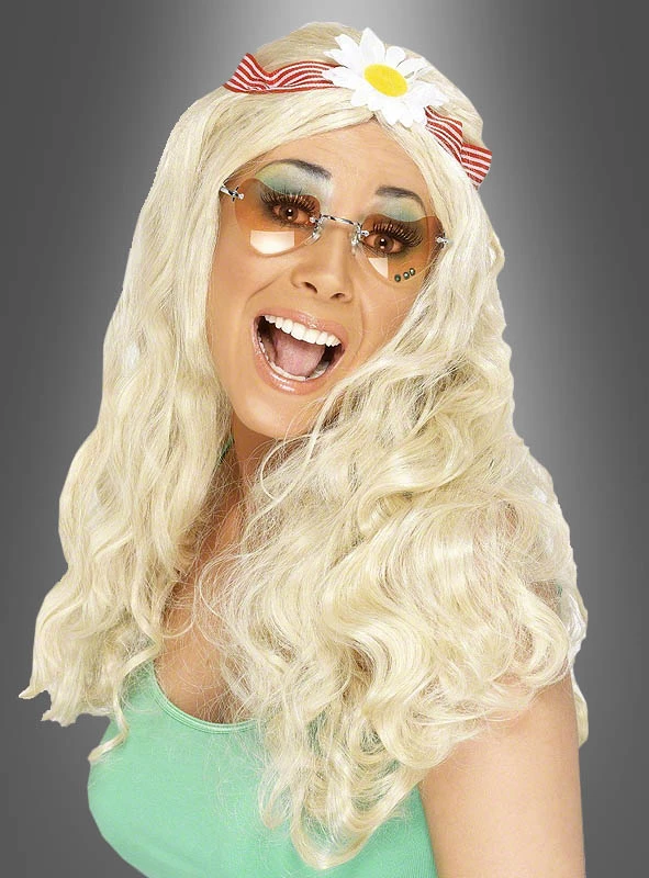 Flower Power Perücke Blond 1 Flower Power Perücke Blond