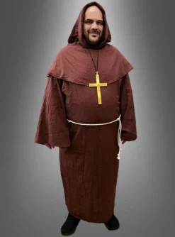 XXL Mönchskutte Mit Glatzen-Perücke Und Kreuz