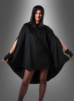 Wandelbarer Schwarzer Poncho Aus Plüsch XS-XXXL