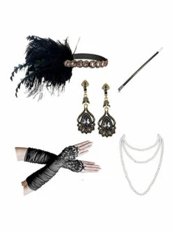 Edles Flapper Kostümzubehör Gold-schwarz