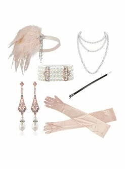 20er Flapper Accessoire Set Rosa