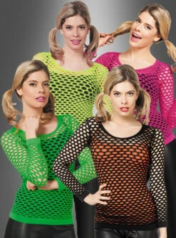 Langarm Netzshirt Großmaschig 80er Outfit