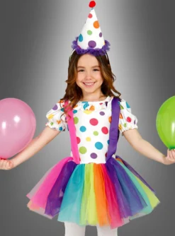 Bunter Zirkusclown Mädchenkostüm