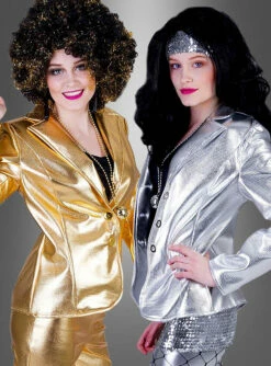Glänzende Disco Jacke Damen Gold Oder Silber
