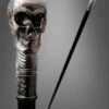 Totenkopf Spazierstock Antiksilber 93 Cm