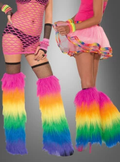 Plüsch Beinstulpen Regenbogen