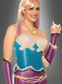 Meerjungfrau Kostüm Oberteil Türkisblau