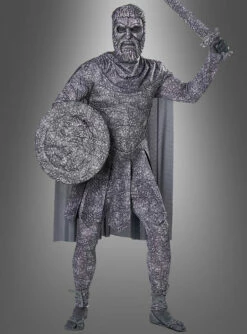 Versteinerter Krieger Mit Schild Und Schwert