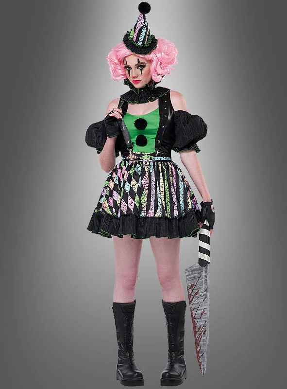 Verrückte Clownfrau Nicky Damenkostüm 1 Verrückte Clownfrau Nicky Damenkostüm