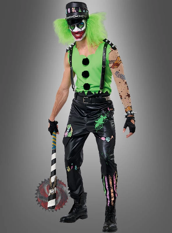 Verrückter Clown Nick Neon Kostüm Herren 1 Verrückter Clown Nick Neon Kostüm Herren