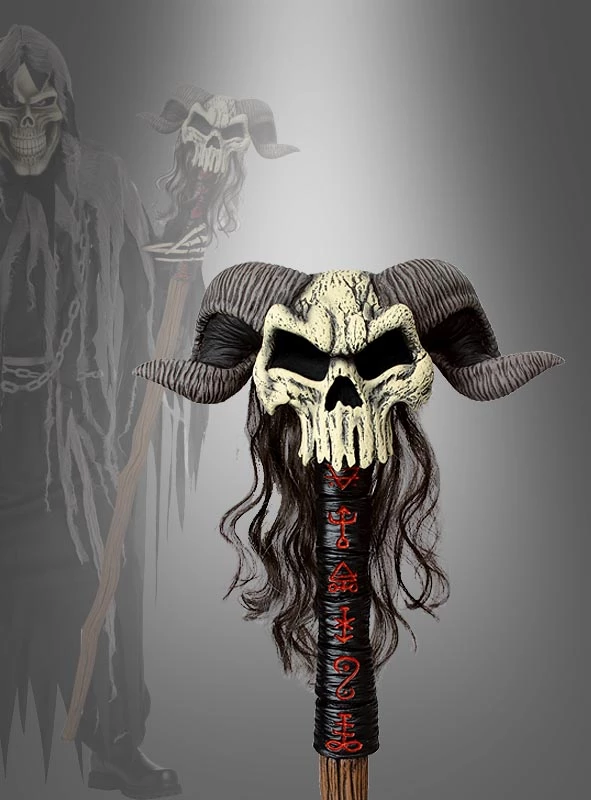 Hexenmeister Stab Mit Hörnern 140 Cm 1 Hexenmeister Stab Mit Hörnern 140 Cm