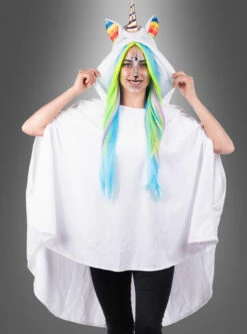 Wandelbarer Weißer Poncho Aus Plüsch S-XXXL -KostümKult Verkäufe einhorn umhang karnevalskostuem weiss 2483462855 3