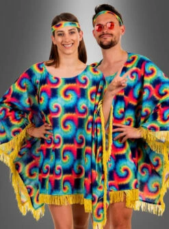 Hippie Poncho Für Damen Mit Batik-Muster -KostümKult Verkäufe farbenfroher damenponcho 90a8de1128 3