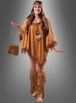 Wandelbarer Poncho Mit Fransen Hippie Indianer -KostümKult Verkäufe indianer poncho mit fransen braun schwarz 302457f054 3