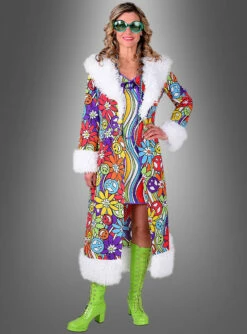 Langer Mantel Hippie Smile -KostümKult Verkäufe pluesch mantel flower power 70er efe9a730f2 3