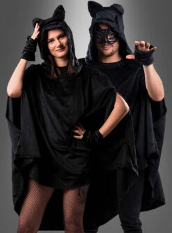 Wandelbarer Schwarzer Poncho Aus Plüsch XS-XXXL -KostümKult Verkäufe schwarzer pluesch poncho ac39581f8b 3